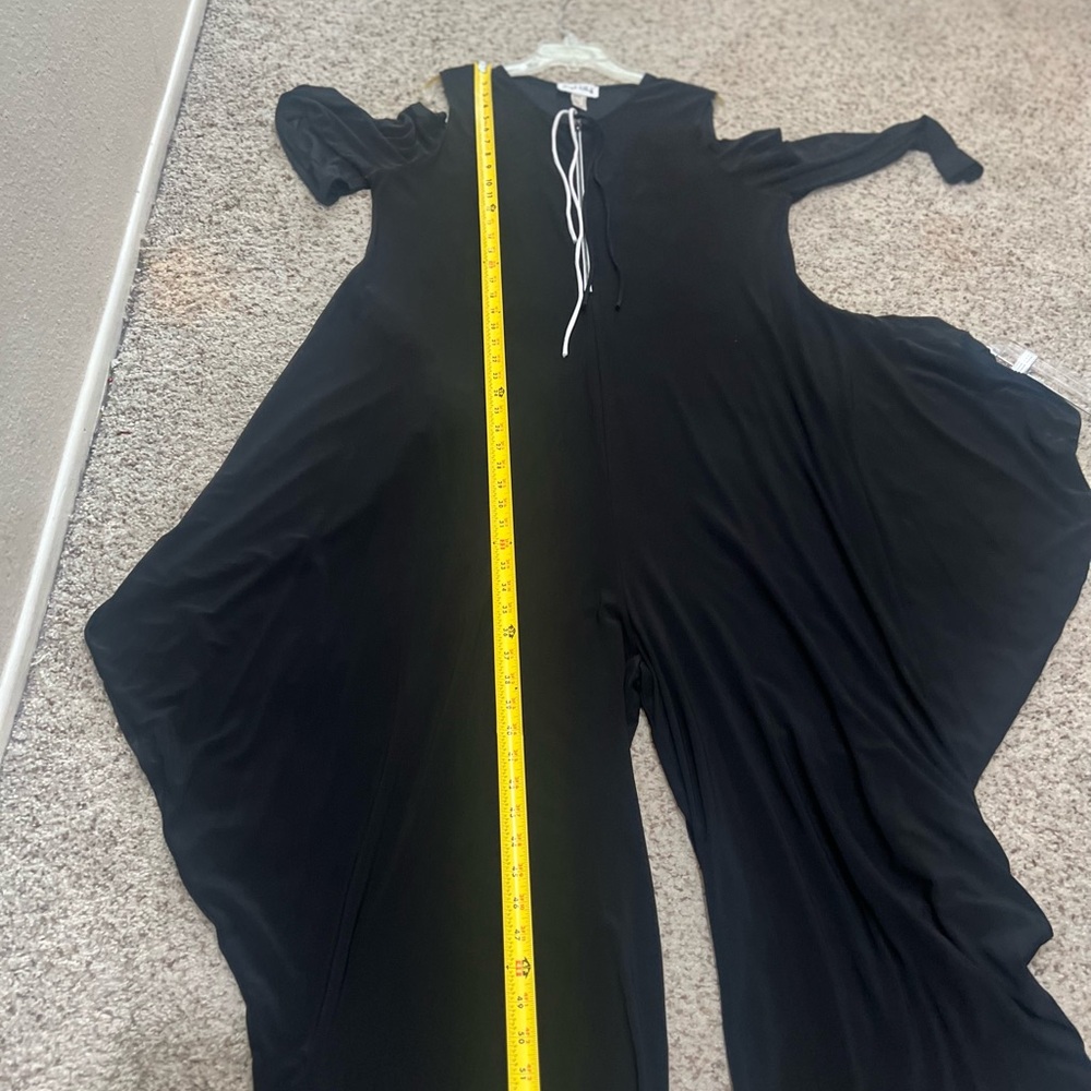 Joseph Ribkoff Harem Draped Slouchy Cold Shoulder Zip Jumpsuit Stretch‎ Goth 16 - Picture 10 of 11